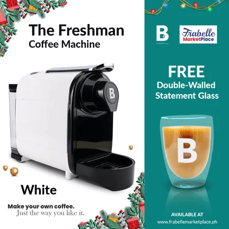 The Freshman Coffee Machine - White + FREE Double Walled Statement Glass